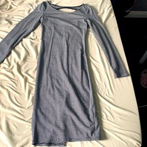 Striped stretch back slit dress